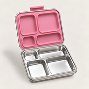 Snackio Saga – Stålmadkasse med 4 rum – Pink