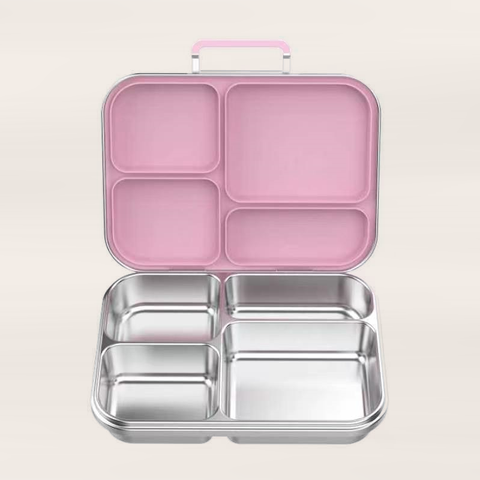 Snackio nova - Stålmadkasse med 4 rum - Pastelpink
