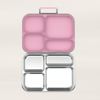 Snackio nova - Stålmadkasse med 4 rum - Pastelpink