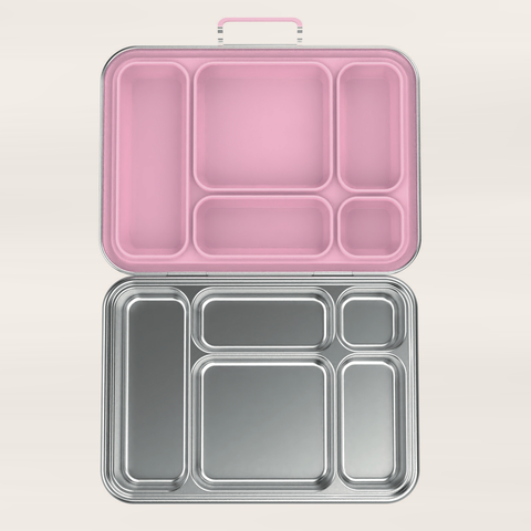Snackio nova - Stålmadkasse med 5 rum - Pastelpink