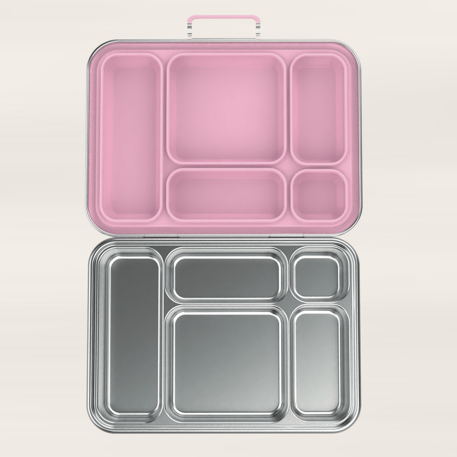 Snackio nova - Stålmadkasse med 5 rum - Pastelpink