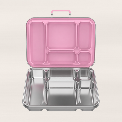 Snackio nova - Stålmadkasse med 5 rum - Pastelpink