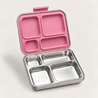 Snackio Saga – Stålmadkasse med 4 rum – Pink