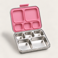 Snackio Saga – Stålmadkasse med 5 rum – Pink