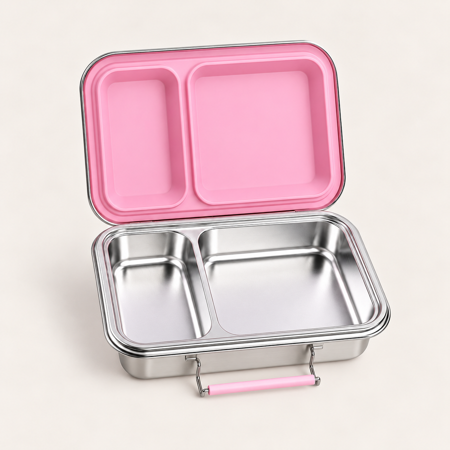 Snackio Vega – Stålmadkasse med 2 rum – Pink