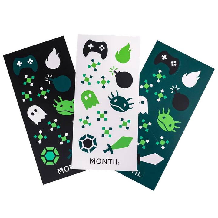 Montii - 3 ark stickers - til madpakker / drikkedunke - Game on