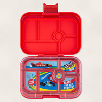 Yumbox Original - Madkasse med 6 rum - Roar red - Race cars bakke