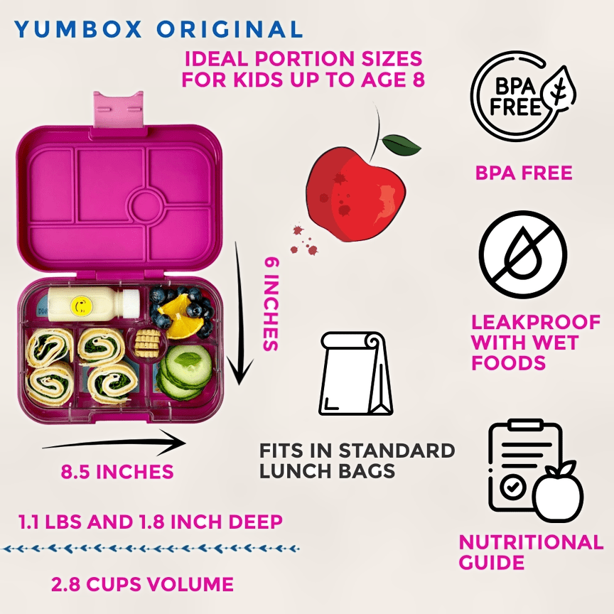 Yumbox Original - Madkasse med 6 rum - Malibu purple - Mermaid bakke