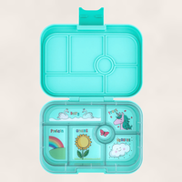 Yumbox Original - Madkasse med 6 rum - Miami aqua - Unicorn bakke