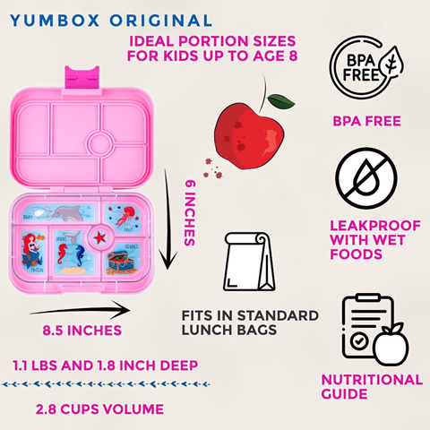Yumbox Original - Madkasse med 6 rum - Power pink - Mermaid bakke