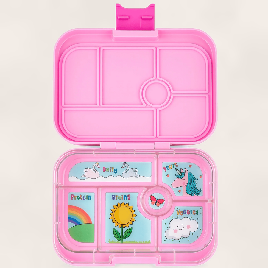 Yumbox Original - Madkasse med 6 rum - Power pink - Unicorn bakke