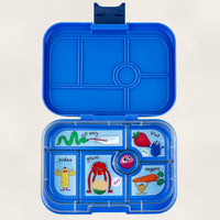 Yumbox Original - Madkasse med 6 rum - Surf blue - Funny monsters bakke