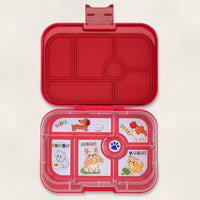 Yumbox Original - Madkasse med 6 rum - Wow red - Cats & dogs bakke