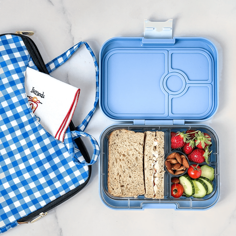 Yumbox Panino - Madkasse med 4 rum - Hazy blue - Panther bakke