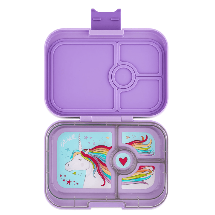 Yumbox Panino - Madkasse med 4 rum - Lavande purple - Unicorn bakke