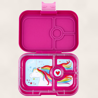 Yumbox Panino - Madkasse med 4 rum - Malibu purple - Unicorn bakke