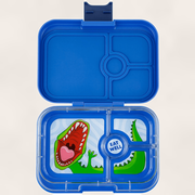 Yumbox Panino - Madkasse med 4 rum - Surf blue - Dinosaur bakke