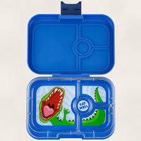 Yumbox Panino - Madkasse med 4 rum - Surf blue - Dinosaur bakke