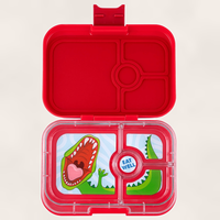 Yumbox Panino - Madkasse med 4 rum - Wow red - Dinosaur bakke