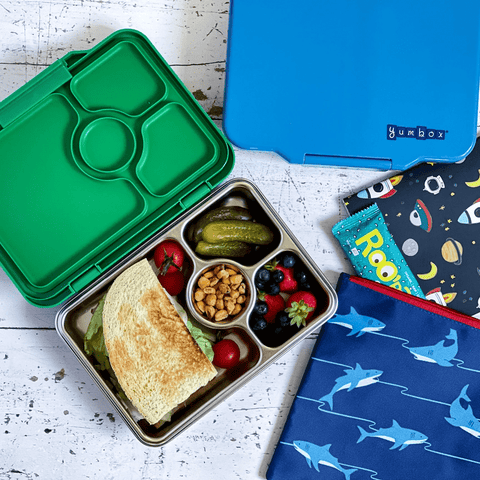 Yumbox Prêt - Stainless steel - Madkasse med 4 rum - Normandy blue