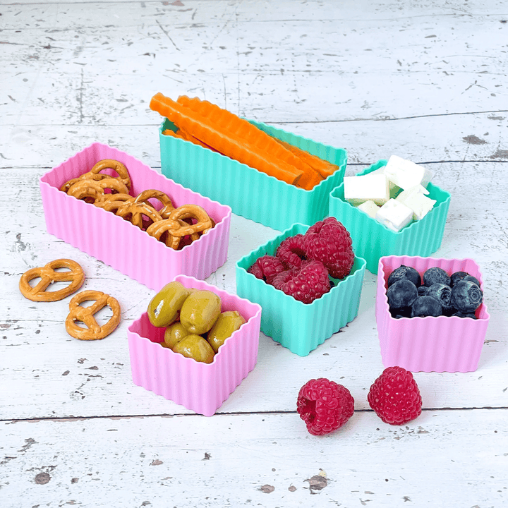 Yumbox - Silicone forme - bento cubes 6 stk. sæt - Pink / aqua