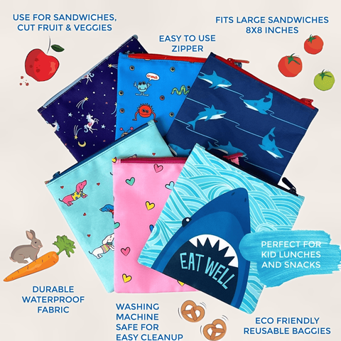 Yumbox - Snack bag / Sandwich bag / Frugtpose - Woof & hearts