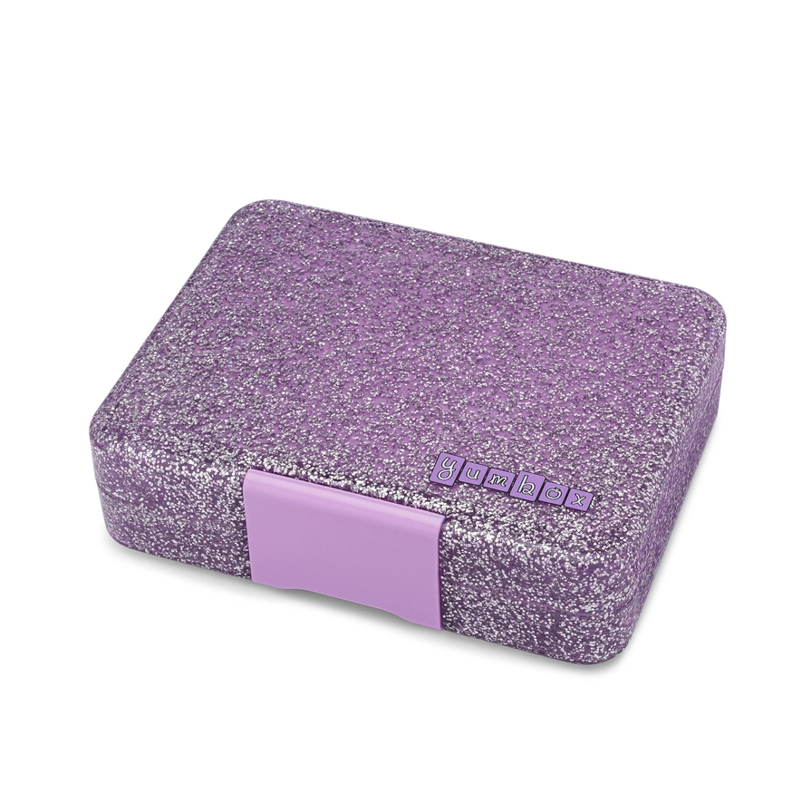 Yumbox Snack - Madkasse med 3 rum - Glitter Princess purple - Clear purple bakke