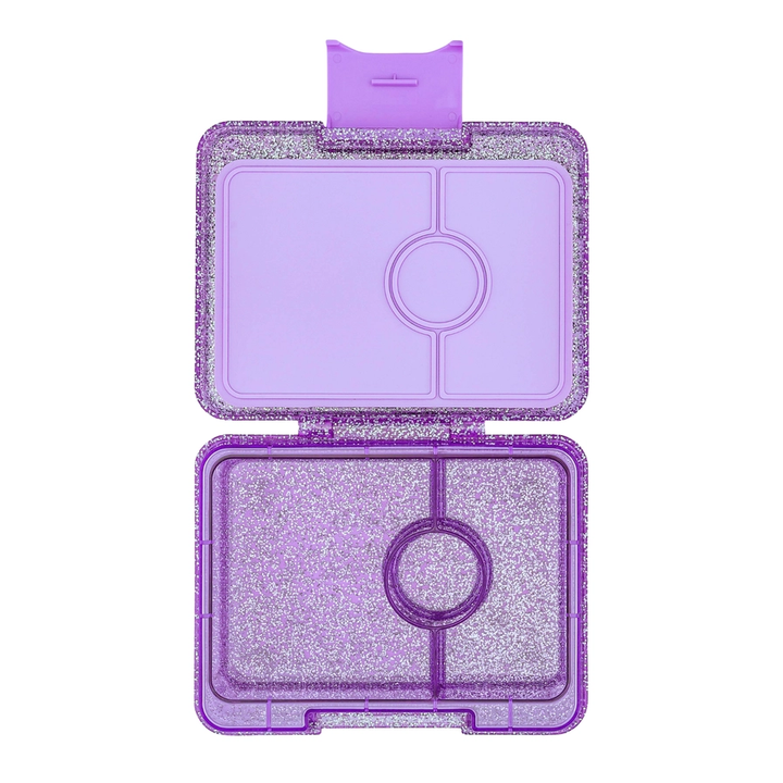 Yumbox Snack - Madkasse med 3 rum - Glitter Princess purple - Clear purple bakke