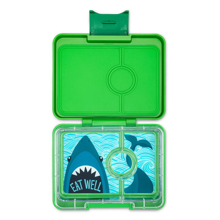 Yumbox Snack - Madkasse med 3 rum - Jurassic green - Shark bakke