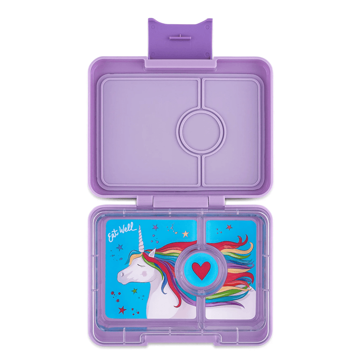 Yumbox Snack - Madkasse med 3 rum - Lavande purple - Unicorn bakke