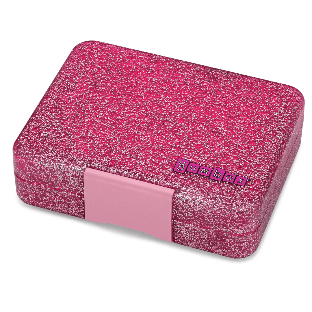 Yumbox Snack - Madkasse med 3 rum - Sparkle pink - Clear pink bakke