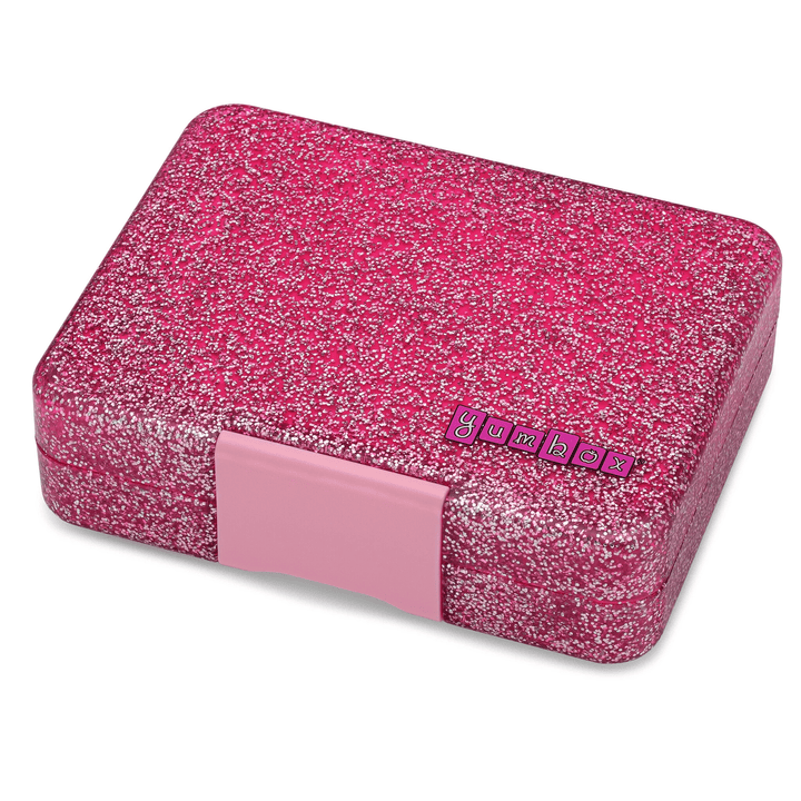 Yumbox Snack - Madkasse med 3 rum - Sparkle pink - Clear pink bakke