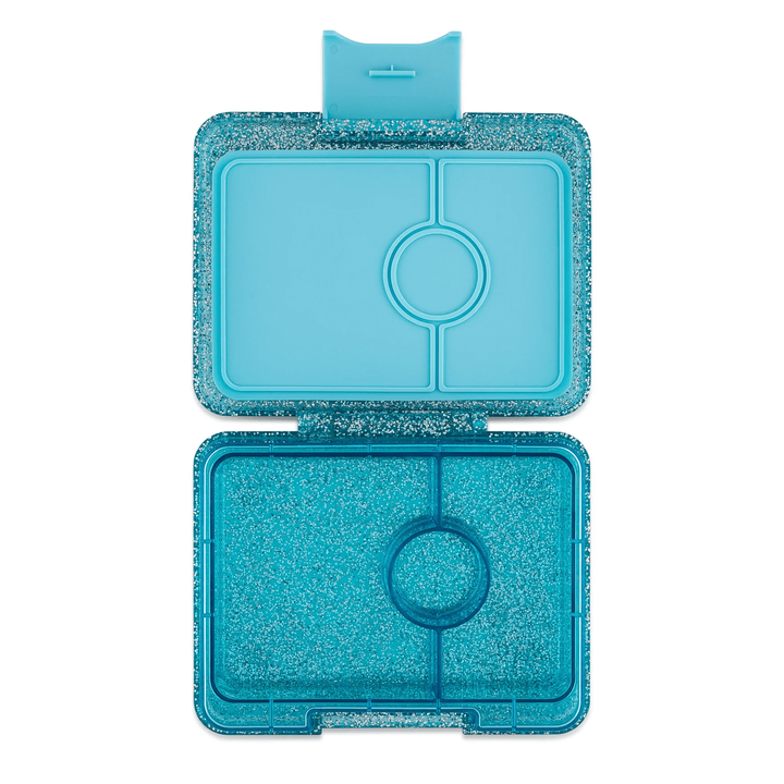 Yumbox Snack - Madkasse med 3 rum - Twinkle teal - Aqua clear bakke