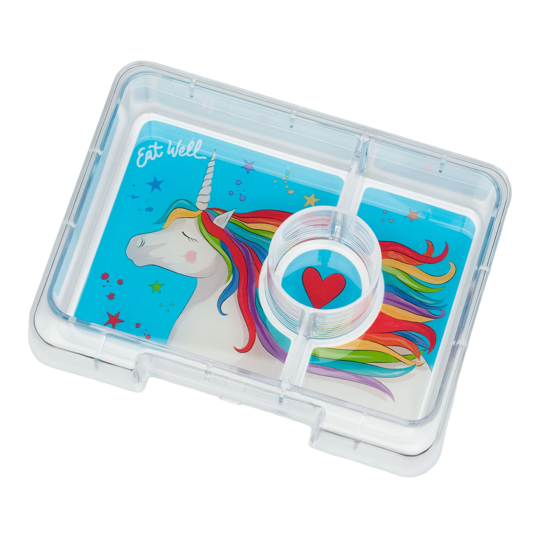 Yumbox Snack - Madkasse med 3 rum - Lavande purple - Unicorn bakke