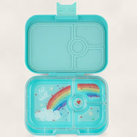 Yumbox Panino - Madkasse med 4 rum - Misty aqua - Rainbow bakke